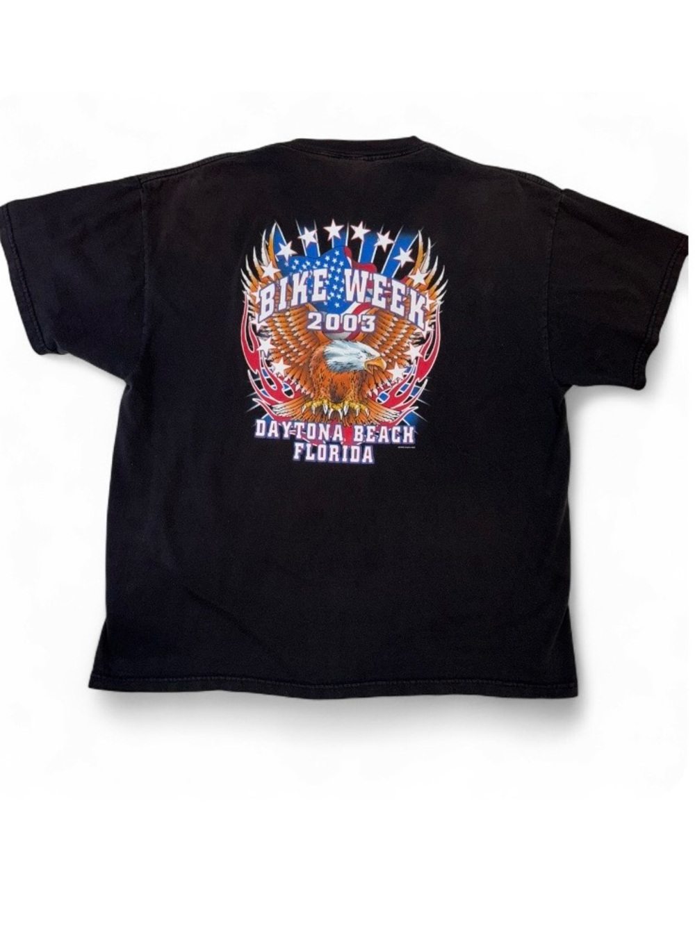 Vintage 2003 Daytona Beach Bike Week Faded Black Biker Graphic T-Shirt sz XL